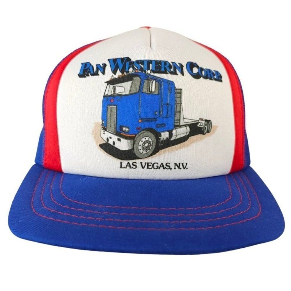 Pan Western Corp Trucker Hat Mens One Size Vintage 80s Trucking Snapback Cap